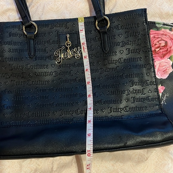 Juicy Couture Black Satchel with Pink Floral Accents - Picture 8 of 16